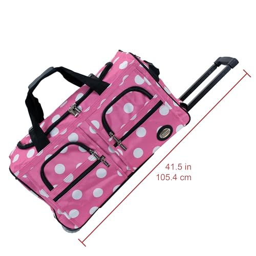 Rockland 22" Polyester Rolling Duffel Bag, Pink Dot