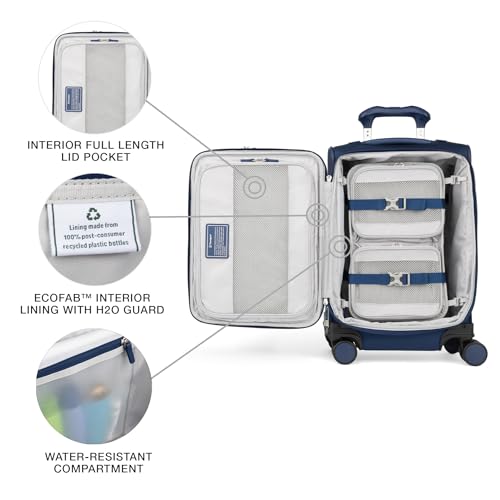 Travelpro VersaPack+ Lightweight Softside Expandable Carry on Luggage, 8 Spinner, TSA Lock, Compact Carry On 20-Inch, Estate Blue