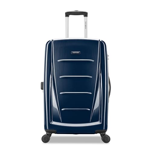 Samsonite Winfield 2 Hardside Expandable Luggage with Spinner Wheels, Navy, Checked-Medium 24-Inch