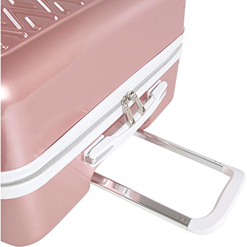 BEBE Women's Luggage Stella 29" Hardside Check in Spinner, Telescoping Handles, Rose Gold, One Size