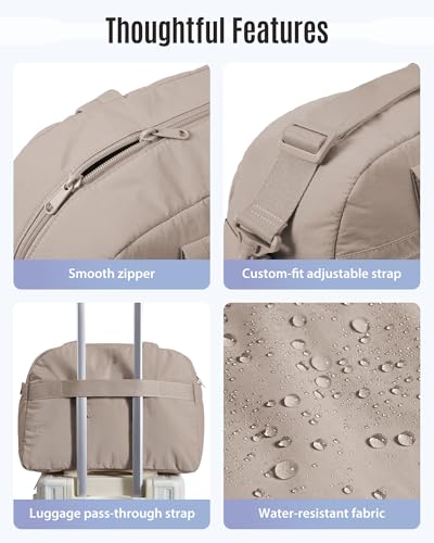 LIGHT FLIGHT Personal Item Travel Bag, Lightweight Gym Bag for Women, 20L Weekender Bag with Toiletry Pouch, Carry on Overnight Dance Bag, Coffee
