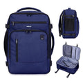 ECOHUB 17" Small Travel Backpack, United Airlines Personal Item Bag 17x10x9 with 16 Pockets, Water Resistant Rucksacks Fit 15.6" Laptop, AirTag Pocket, Lightweight Casual Daypack, 25L, Blue