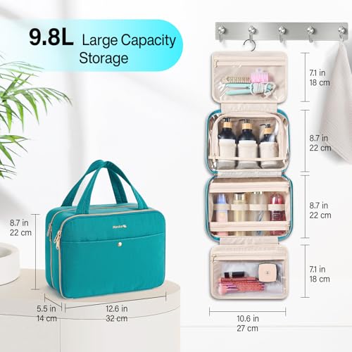 Hanke 20 Inch Carry On Luggage with Wheels PC Hard Shell Suitcase Top Opening Aluminum Frame Suitcases and Hanging Travel Toiletry Bag for Women with Jewelry Organizer Compartment, Travel Essentials