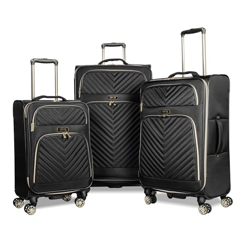 Kenneth Cole REACTION Chelsea Chevron Quilted Luggage, Black, 3-Piece Set (20"/24"/28")