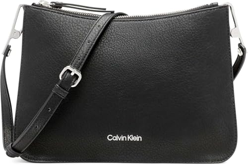 Calvin Klein Sonoma Bubble Lamb Novelty Messenger Crossbody, black/silver, One Size