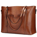 S-ZONE Women Genuine Leather Top Handle Satchel Daily Work Tote Shoulder Bag