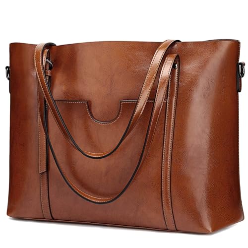 S-ZONE Women Genuine Leather Top Handle Satchel Daily Work Tote Shoulder Bag