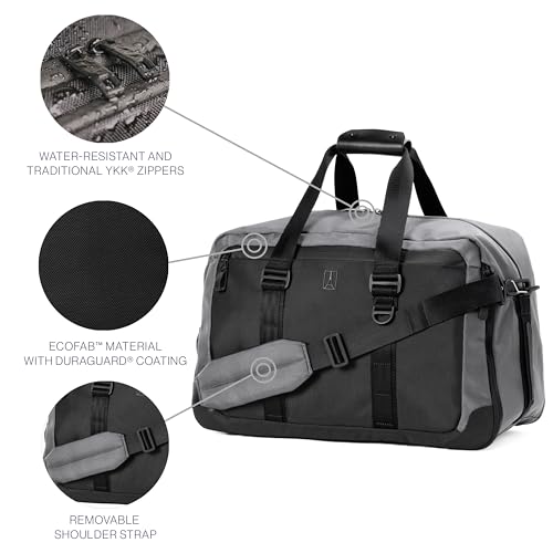 Travelpro Altitude Double Expansion Travel Duffel Bag, 40-48L, Weekender, Overnight, Water Resistant, Men and Women, Falcon Grey