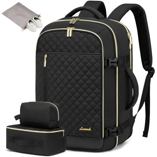 LOVEVOOK Travel Backpack for Women, Carry on Backpack for Airplanes,TSA Personal Item Travel Bag fits 15.6" Laptop,Travel Essentials Carry On Bag Flight Approved with 3 Packing Cubes
