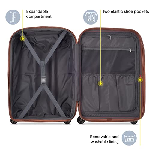 DELSEY PARIS Carrousel Hardside Expandable Luggage with Spinner Wheels, Black, Checked-Medium 24 Inch
