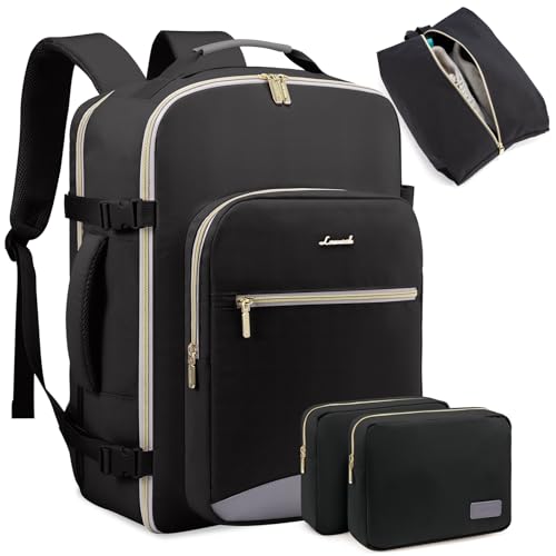 LOVEVOOK 50L Travel Backpack for Women Men,Waterproof Airline Approved Carry On Luggage Travel Essentials,TSA Carry On Backpack Personal Item Travel Bag Suitcase Weekender Traveling with Packing Cubes