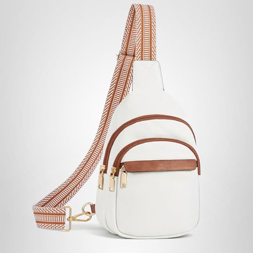 BOSTANTEN Small Sling Bag for Women Leather Crossbody Bags Fanny Pack Chest Bag for Travel, Beige