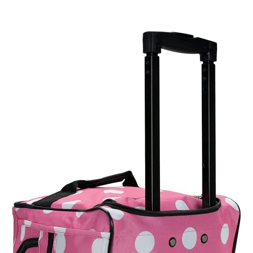 Rockland 22" Polyester Rolling Duffel Bag, Pink Dot