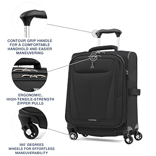 Travelpro Maxlite 5 Softside Expandable Luggage with 4 Spinner Wheels, Lightweight Suitcase, Men and Women, International, Black, Carry-on 19-Inch