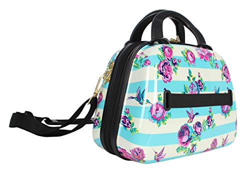 Betsey Johnson Hardside Cosmetic Case - Lightweight Small Size Hardshell Travel Hand Makeup Bag - Adjustable Shoulder Strap - Bag for Women - Multi-Functional Case (Hummingbird)