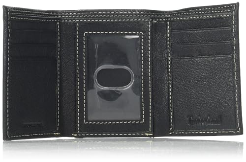 Timberland Men's Genuine Leather Rfid Blocking Trifold Wallet, Black, One Size