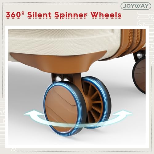 Joyway Expandable Luggage Sets 5 Piece, Lightweight Hard Shell Travel Suitcase Set with Spinner Wheels and TSA Lock, White