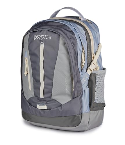 JanSport Odyssey 38L Laptop & Hiking Backpack, Fits 15" Laptop or 3 L Hydration Bladder, Grounded Grey, Tuck-Away Hip Belt, Dual Main Compartments, Ergonomic Padding, College & Travel Daypack