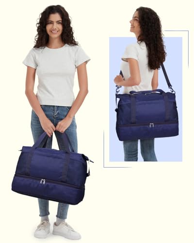 Wandering Nature Personal Item Bag 18x14x8 Travel Duffel Bag Underseat Carry on Luggage with Shoe Compartment Wet Pocke Toiletry Pouch for Women Men Patent Pending