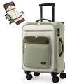 LOVEVOOK Carry on 22x14x9 Airline Approved,20 inch Lightweight Waterproof Suitcases with 360° silent swivel wheels, TSA Lock and Compartment, Large Capacity travel Suitcase Green-white