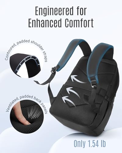 LIGHT FLIGHT Women's Laptop Backpack Fit for 15.6 Inch for Travel Work Business College, Large Capacity Stylish Bookbag with USB Port and Water-Resistant for Daily Use,Black