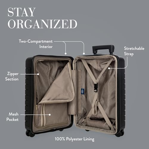 Bric's B|Y Ulisse Carry-On Luggage with Spinner Wheels – Airline Approved Hard Shell Suitcase, TSA Combination Lock & USB Port - Removeable Wash Bag Included - 21 Inch with Front Pocket, Black