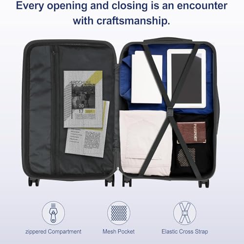 Karl home Luggage Sets 3 Piece, PP Hard Case Suitcase Set with Built-in Lock Spinner Wheels, Lightweight Durable Carry on Luggage for Business Travel - Black (20"/24"/28")