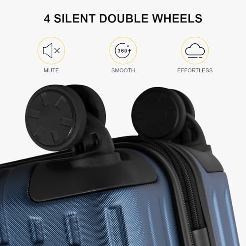 LEVEL8 Grace Carry on Luggage Airline Approved, 20 Inch Expandable Hard Sided Luggages with Spinner Wheels, Harshell Small Rolling Suitcase for Women Men with Tsa Lock, Blue