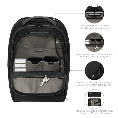 Victorinox Altmont Professional Compact Laptop Backpack - Tablet & Laptop Bag for Travel Accessories - Computer Backpack Includes Sleek Organizer - 16 Liters, Black