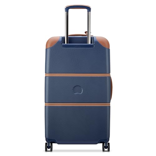 DELSEY PARIS Chatelet Air 2.0 Checked Luggage Trunk 26 Inch, Hardside Polycarbonate Suitcase, Dual-Density Spinner Wheels, TSA Lock, Navy Blue