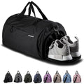 Fitgriff® Gym Bag for Men & Women with Shoe & Wet Compartment - Duffle Bag for Travel, Sports, Fitness & Workout (Full Black, 19 x 10 x 10″ (Small))