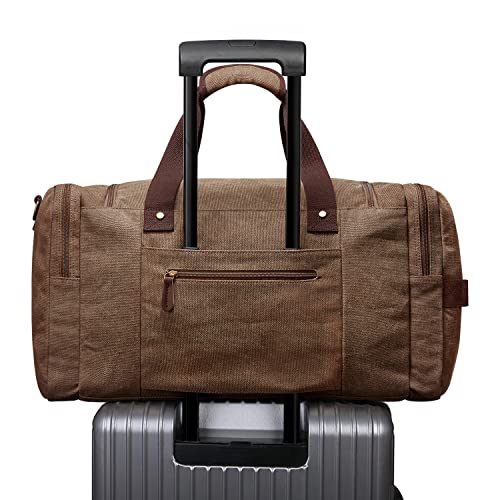 S-ZONE Canvas Duffel Bag for Travel 65L Weekender Overnight Travel Bags with Shoes Compartment for Men