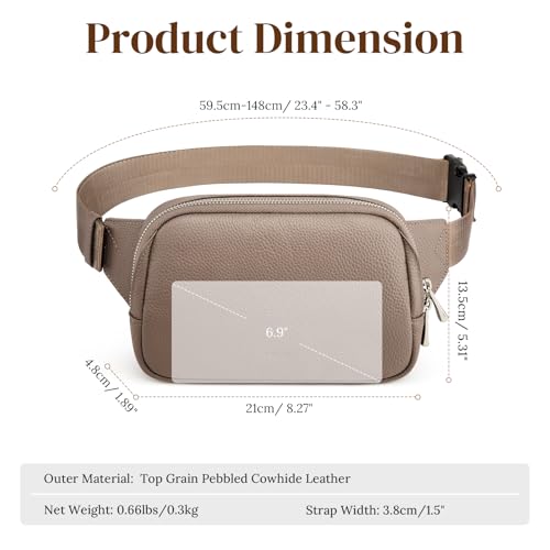 S-ZONE Leather Fanny Pack for Women RFID Blocking Waist Belt Bag Crossbody Purse