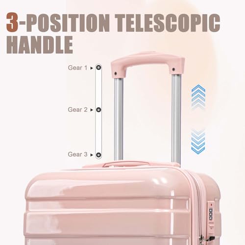 Clyrava 20 Inch Blue+Pink Carry on Kids Luggage Set of 2 with Spinner Wheels and 14" Cosmetic Case, Hardshell Small Suitcases with Combination Lock, Checked Luggage for Travel Men and Women