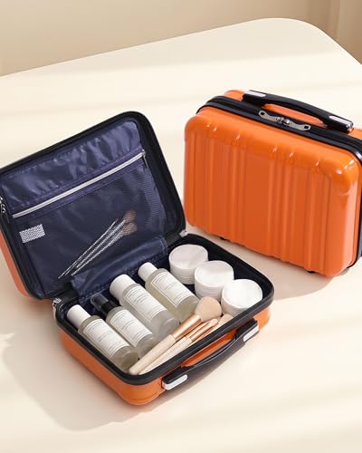 Coolife Luggage Sets, 5 Piece Durable Suitcase, Lightweight Carry on Luggage with PC+ABS Hardshell, Dual Spinner Wheels, TSA Lock and YKK Zipper(orange new, 5 piece set)