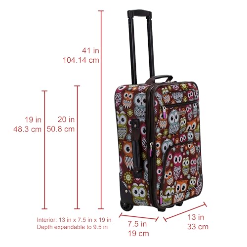 Rockland Fashion Softside Upright Luggage Set, Expandable, Owl, 2-Piece (14/19)