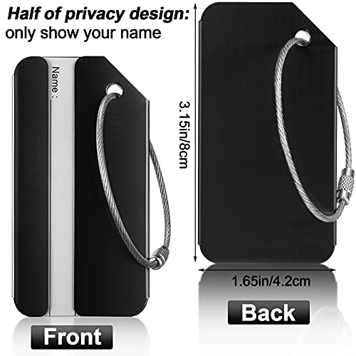 12 Pieces Luggage Tags Business Card Holder Aluminum Metal Travel ID Bag Tag for Suitcases Travel Luggage Baggage Identifier(Black)