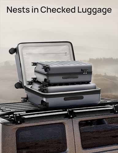 NINETYGO Carry On Luggage 22x14x9 Airline Approved, 20 Inch Luggage with Smooth Spinner Wheels, Expandable, Hard Shell PC Suitcase, Lightweight Travel Luggage, TSA Approved (Grey, Rhine Max)