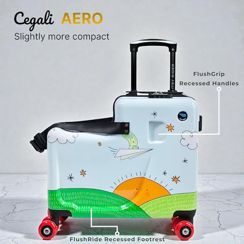 Cegali Itsy Rider 20" Ride-on Suitcase for Kids with Double Spinner Red Wheels (Blue Aero Flyer)