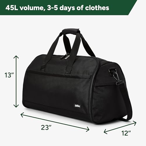 Halfday Convertible 2-in-1 Premium Garment Duffel Weekender Bag 45L: Wrinkle-Free Travel (Hanging Suit Compartment, Shoe Pockets, Trolley Sleeve), Balistic Nylon Carry-on, Jet