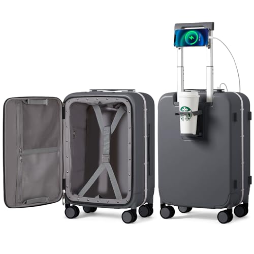 mixi 20 Inch Carry On Luggage with Cup Holder and 21 Inch Ultra Lightweight Travel Backpack as a set