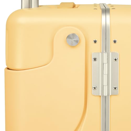 smilesun 20" Carry On Luggage with Seat For Kids & Adults，Hardside Ride On Suitcase with 360°Spinner and TSA Lock For Travel (Yellow, 20")
