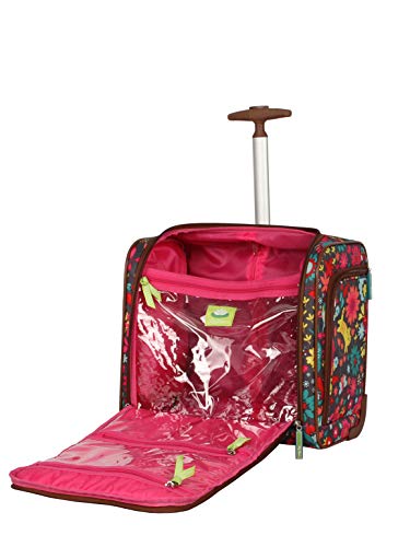 Lily Bloom Designer 15 Inch Carry On - Weekender Overnight Business Travel Luggage - Lightweight 2- Rolling Wheels Suitcase - Under Seat Rolling Bag for Women (Playful Garden Gray)