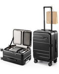 LUGGEX Carry On Luggage Top Opening, FLA Aluminum Frame Trunk Style Luggage, Polycarbonate Hard Shell Suitcase (FX-Enhance, Charcoal Metallic, 20 Inch, 38L)