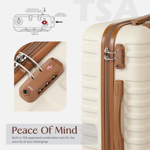 Coolife Suitcase Set 3 Piece Luggage Set Carry On Hardside Luggage with TSA Lock Spinner Wheels (White, 5 piece set)
