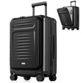 Coolife Carry On Luggage Suitcase : 22x14x9 Airline Approved Travel Luggage with Spinner Wheels, Front Pocket Expandable Hardshell Suitcases with TSA Lock Black