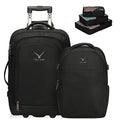 Hynes Eagle 2 in 1 Travel Backpack 22 inches Carry on Luggage 63L Rolling Backpack for Men Women with Packing Cubes 3PCS Set Black