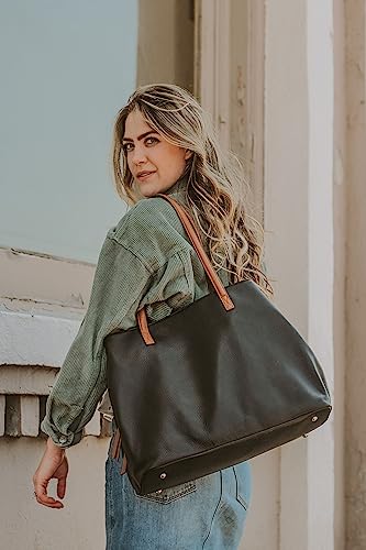 S-ZONE Leather Tote Bag for Women Zipper Pockets Shoulder Purses Handbags Large