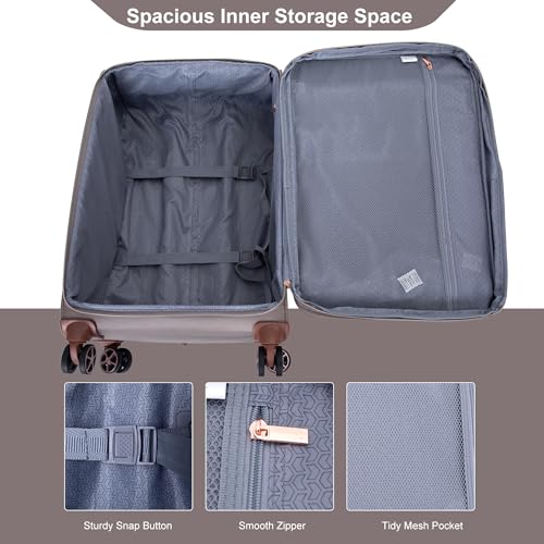 Travelhouse Softside 3 Piece Luggage Sets, 4 Piece Expandable Soft Sided Suitcase with Spinner Wheels, Lightweight Travel Set with Underseat Duffel Bag (16/20/24/28)