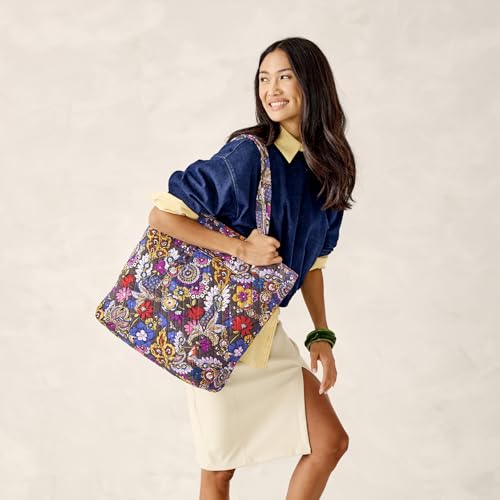 Vera Bradley Women's Premium Cotton Clermont Travel Tote, Colorful Bouquet, One Size